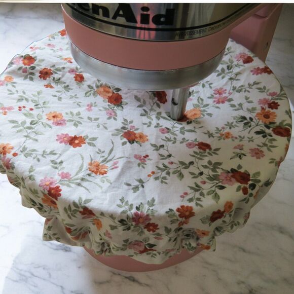 Kitchenaid Bowl Cover, Reversible Farm Roosters Pumpkins and Floral Mixer Cover - Picture 3 of 4